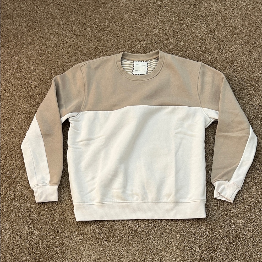 Denim & Flower Mens M Two-Tone Beige/Tan and White